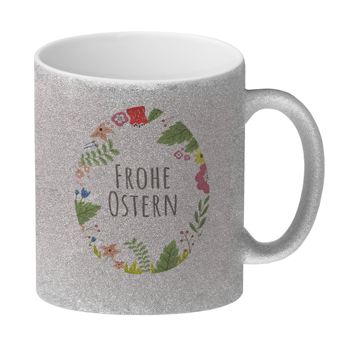 Frohe Ostern Kaffeebecher mit Blumen und Osterei