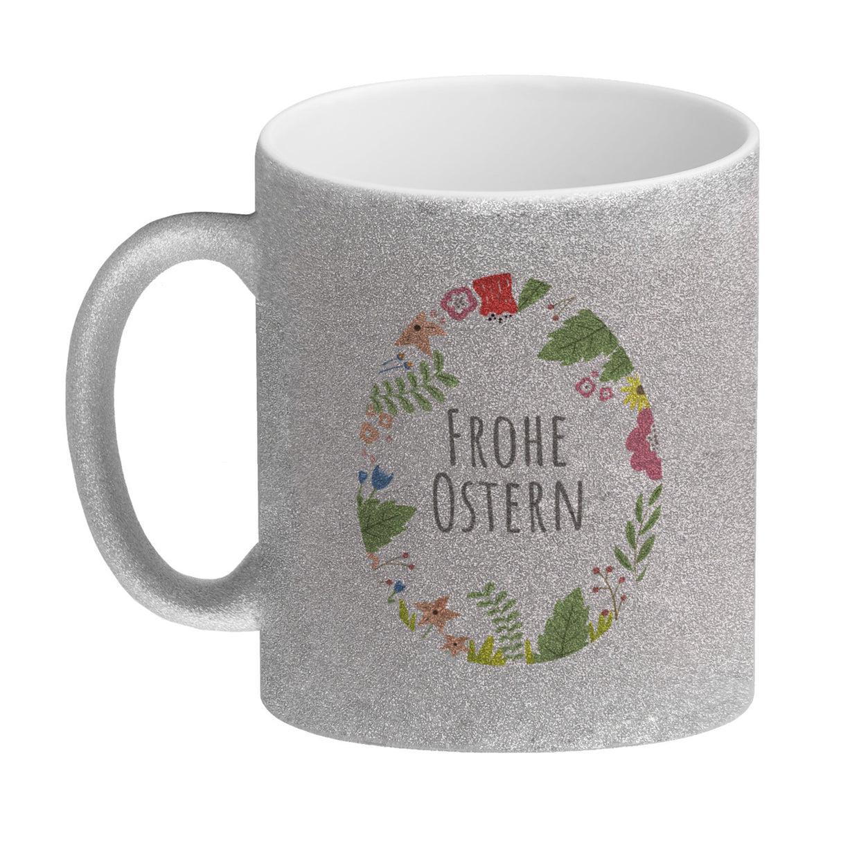 Frohe Ostern Kaffeebecher mit Blumen und Osterei