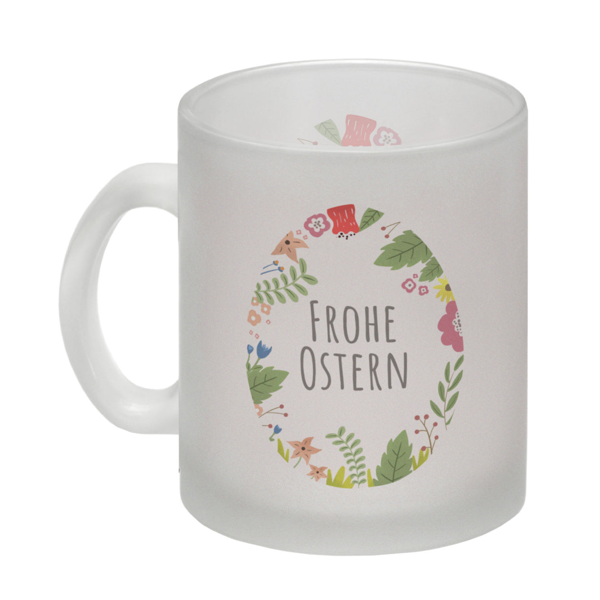 Frohe Ostern Kaffeebecher mit Blumen und Osterei