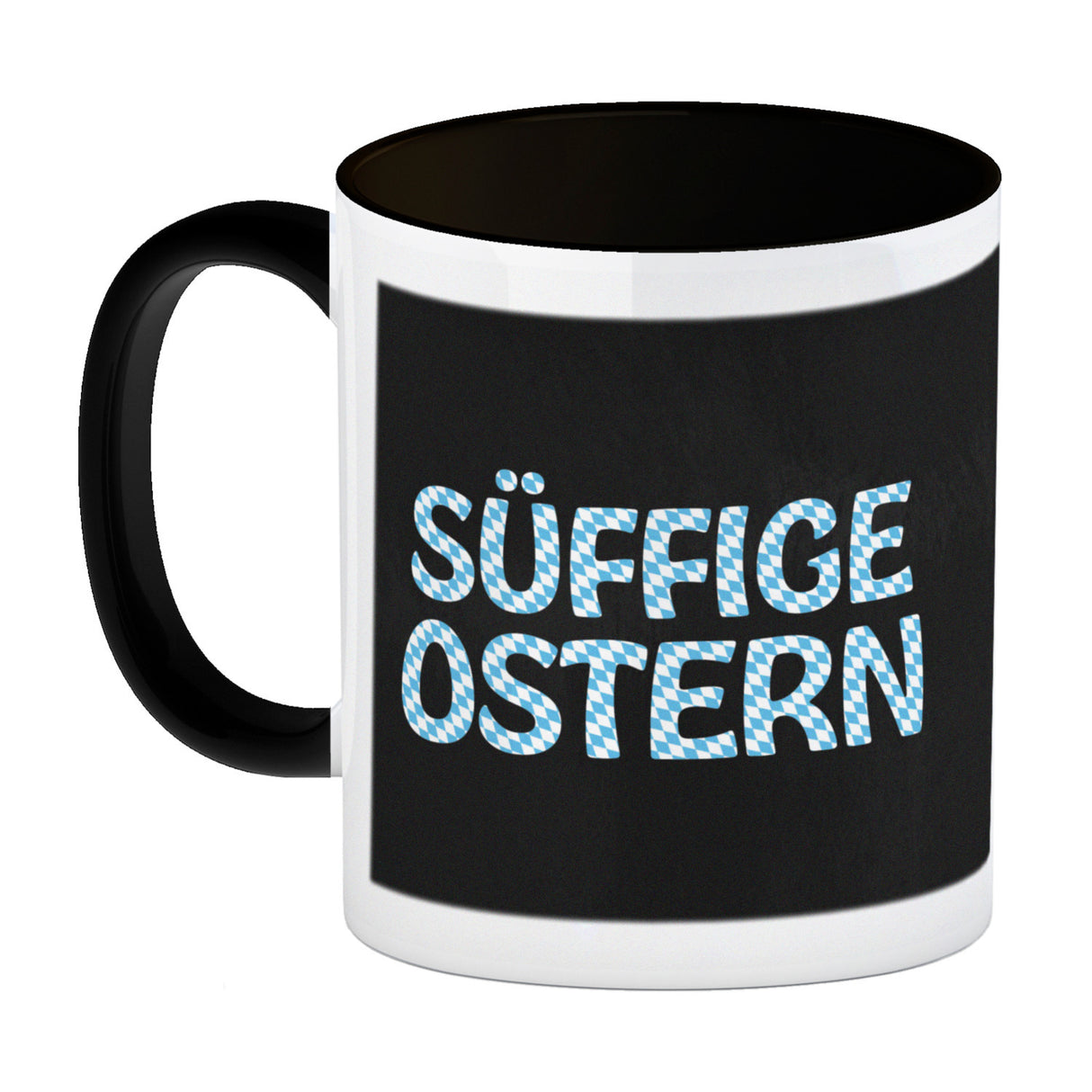 Süffige Ostern Kaffeetasse mit bayerischem Osterhasen in Lederhosen