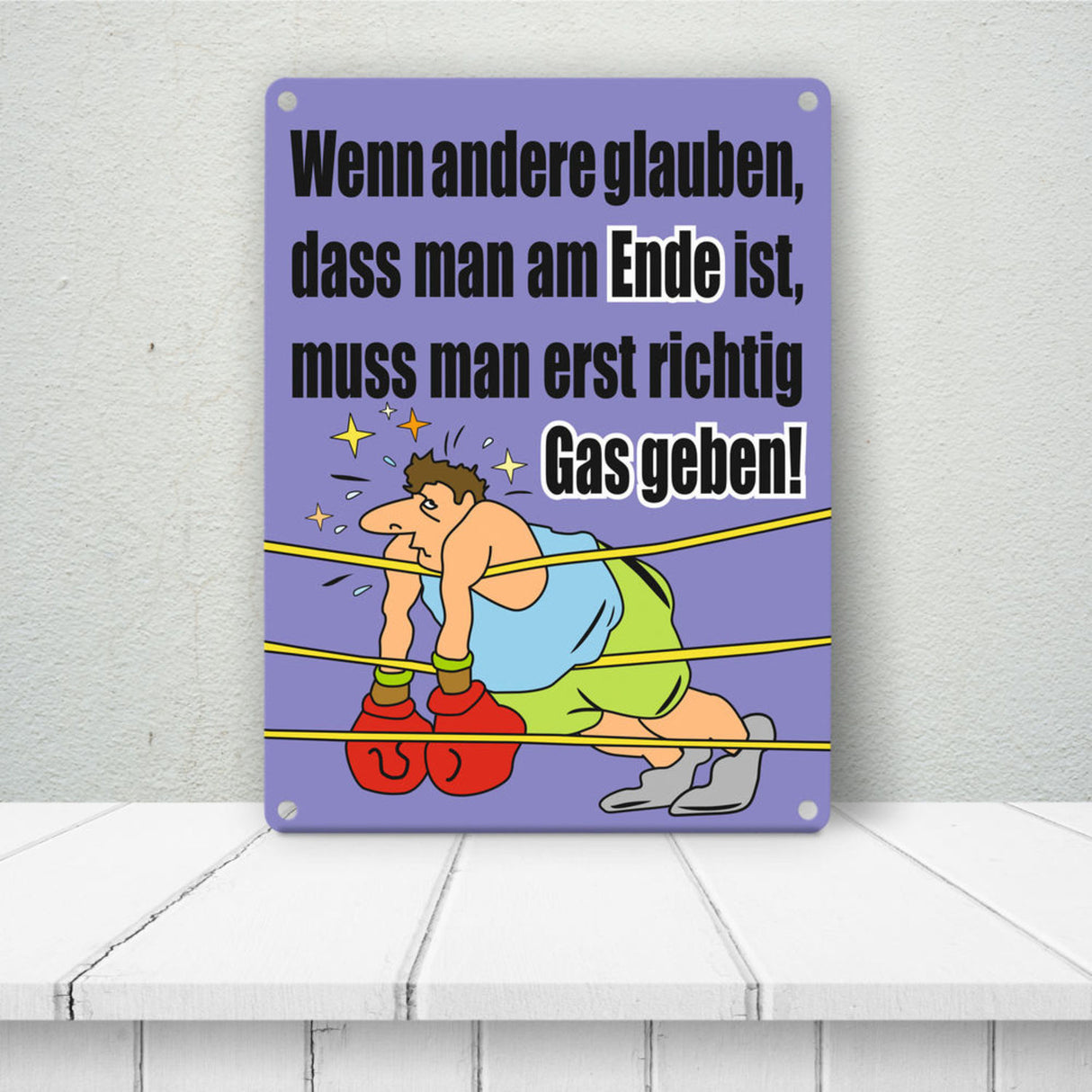 Boxer Metallschild zum Thema Motivation