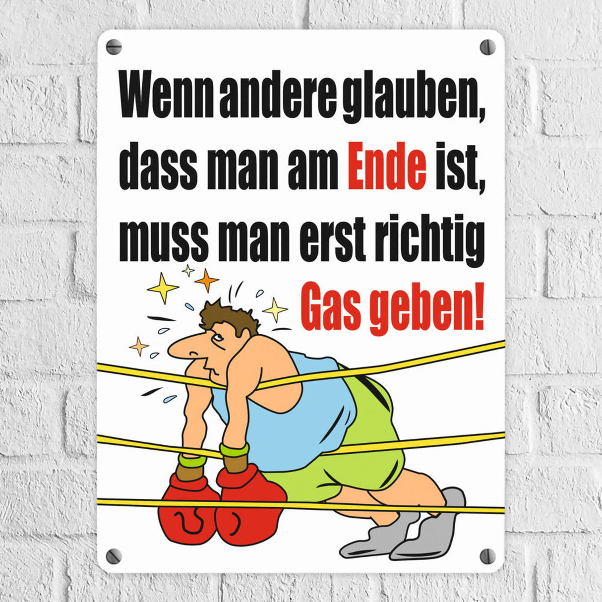 Boxer Metallschild zum Thema Motivation