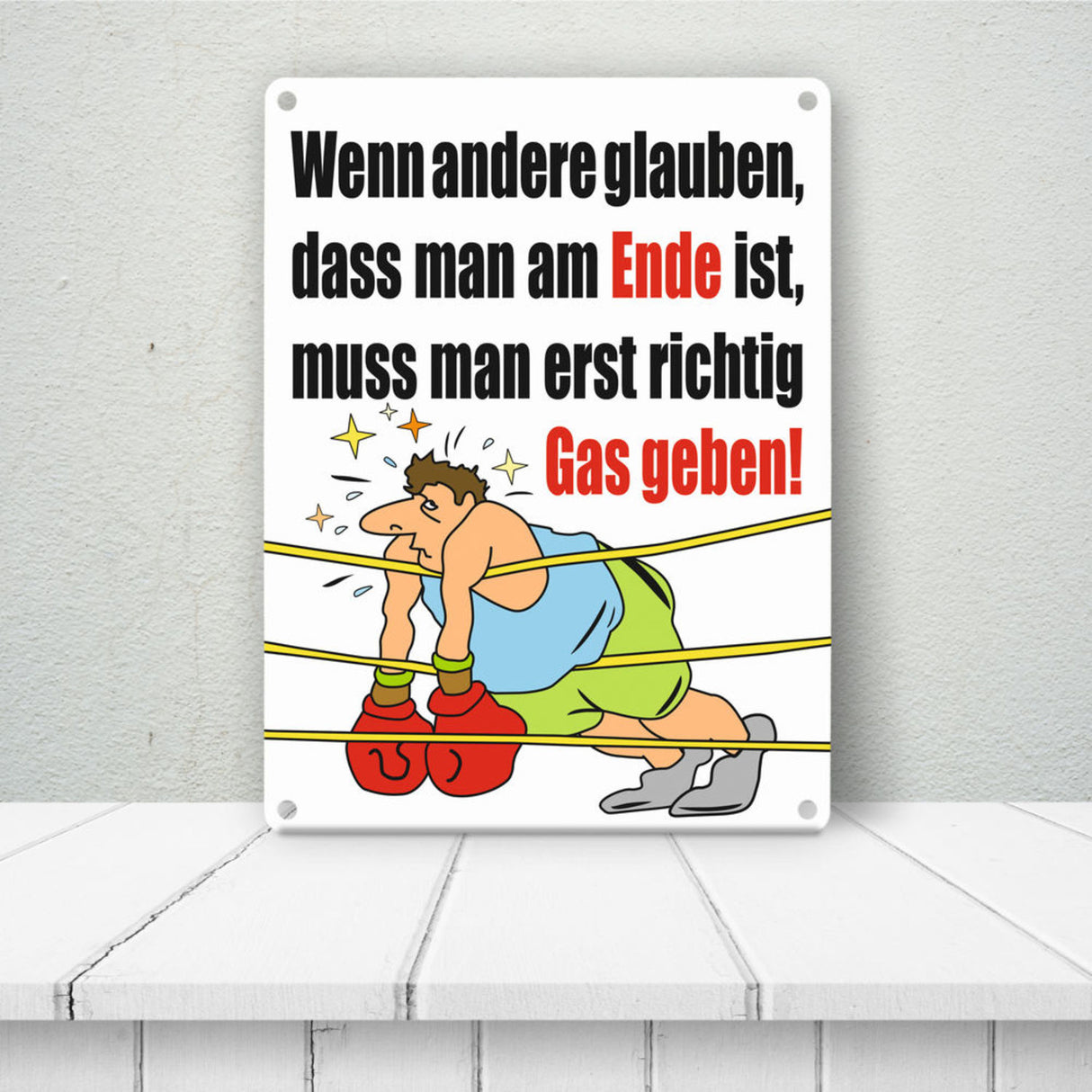 Boxer Metallschild zum Thema Motivation
