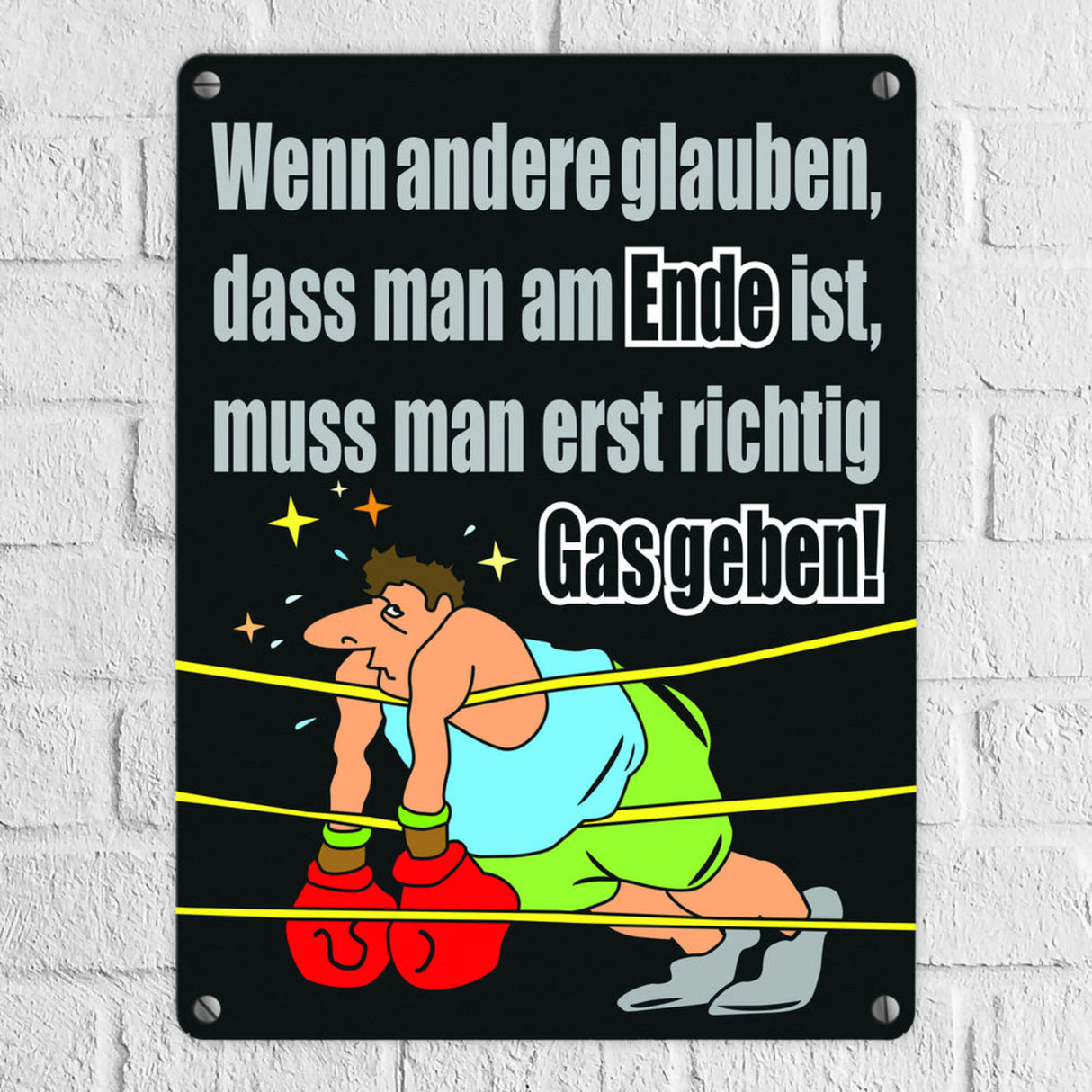 Boxer Metallschild zum Thema Motivation