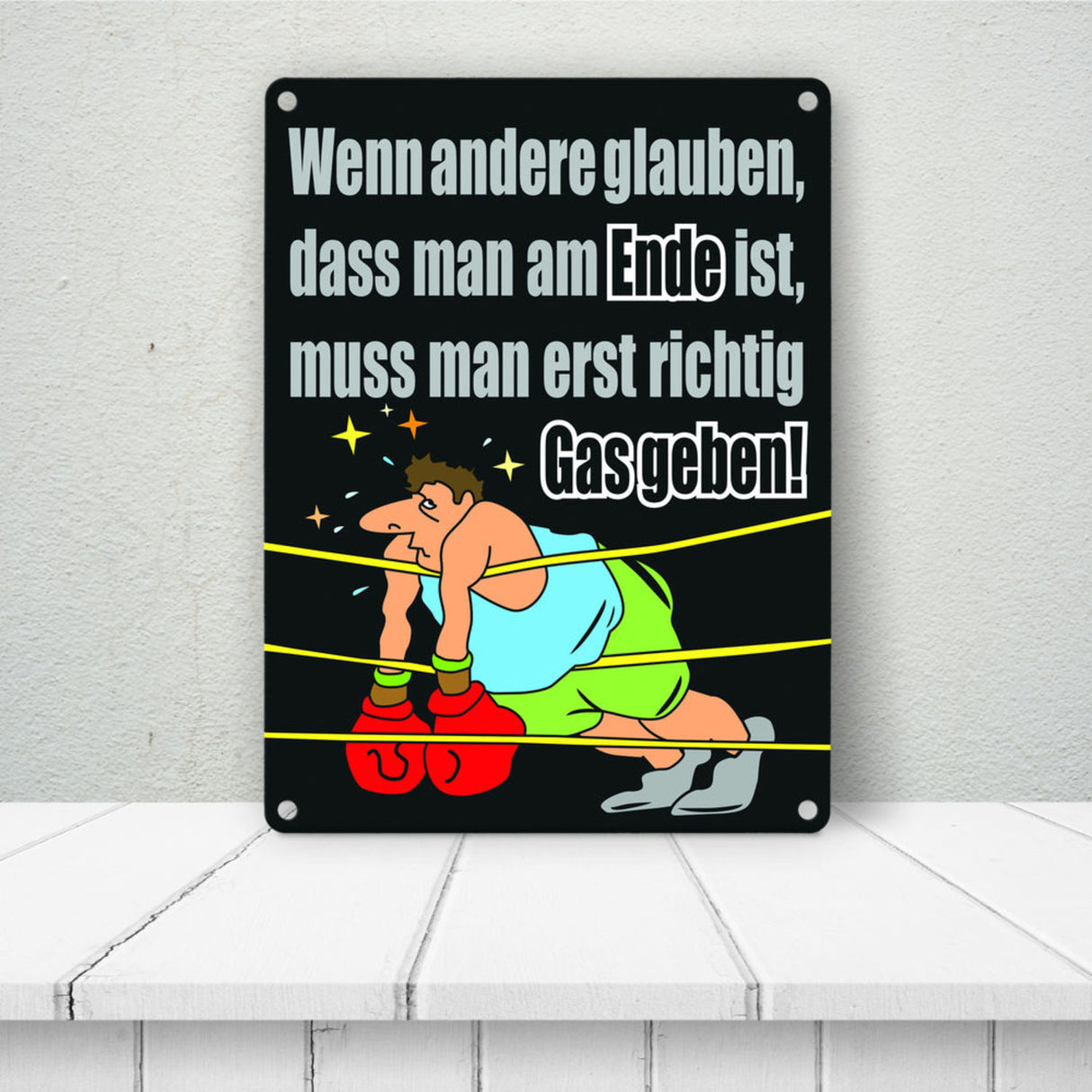 Boxer Metallschild zum Thema Motivation