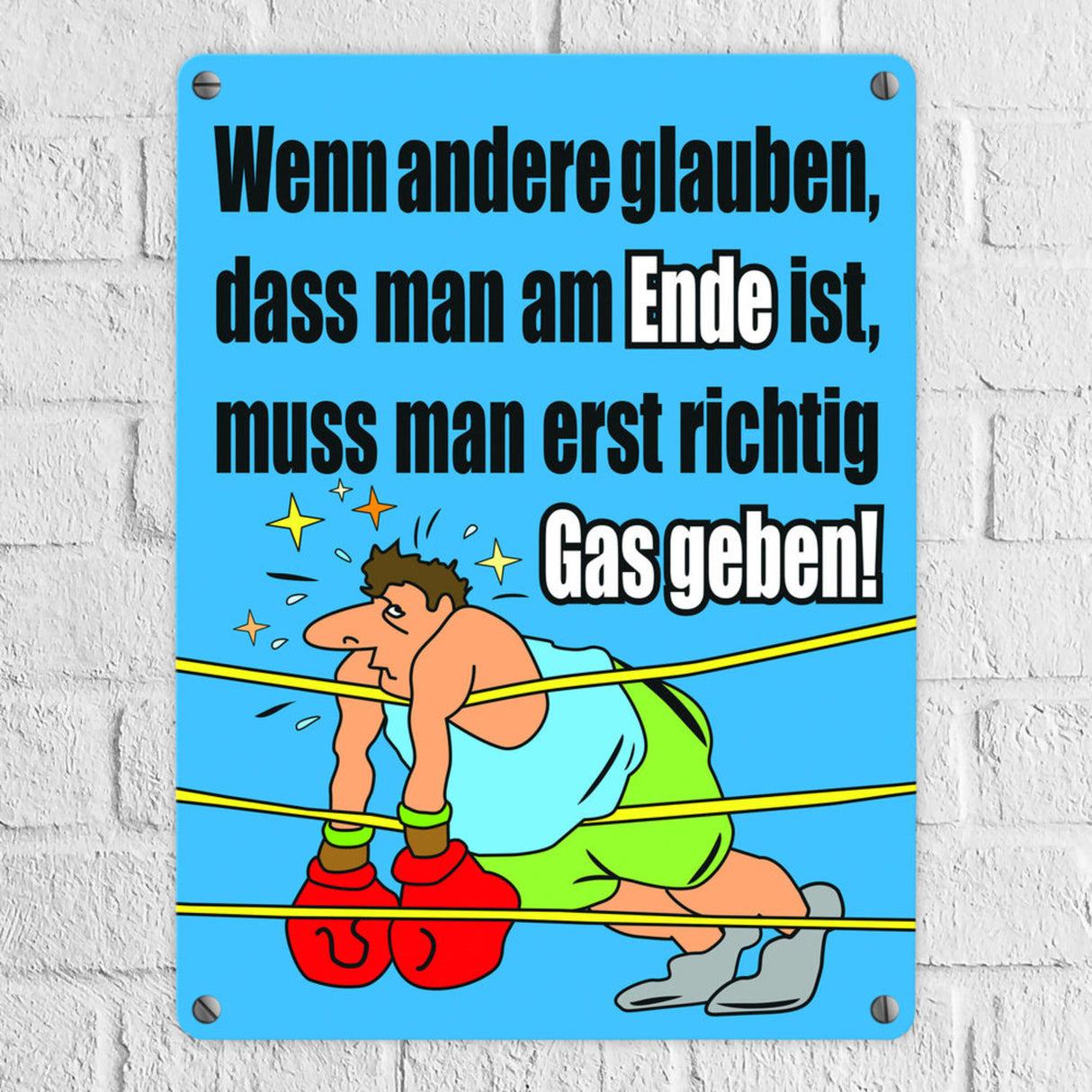 Boxer Metallschild zum Thema Motivation
