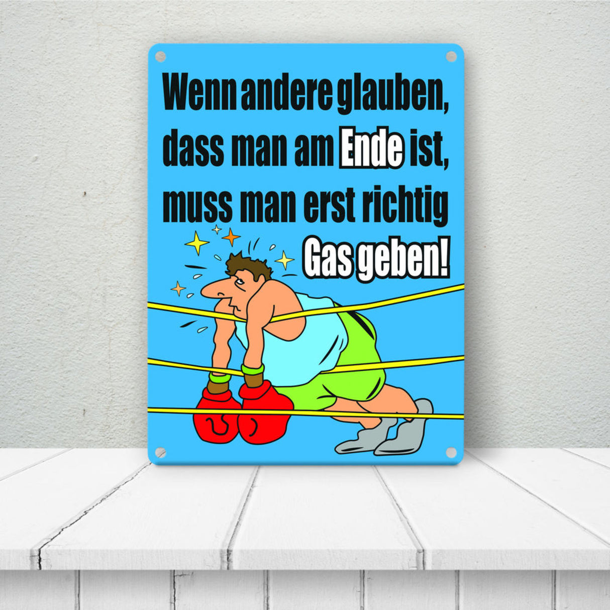 Boxer Metallschild zum Thema Motivation