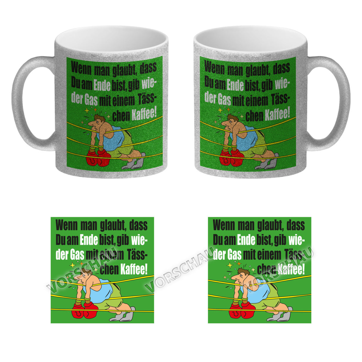 Motivation Kaffeebecher mit Boxer Motiv