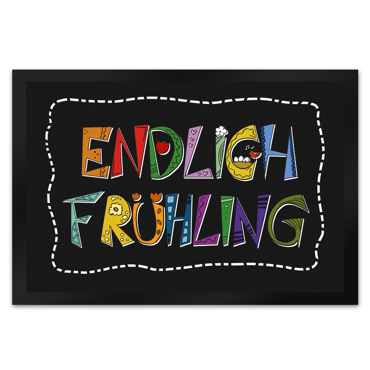Endlich Frühling Fußmatte in bunten Farben
