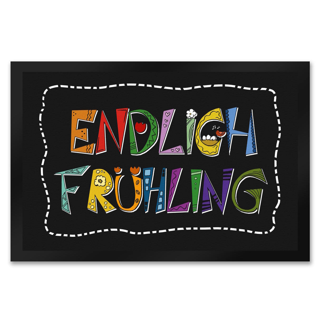 Endlich Frühling Fußmatte in bunten Farben