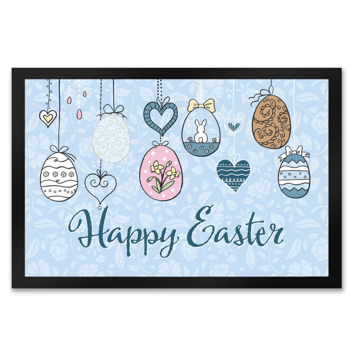 Happy Easter Ostern Fußmatte mit Ostereier-Motiv in rosa