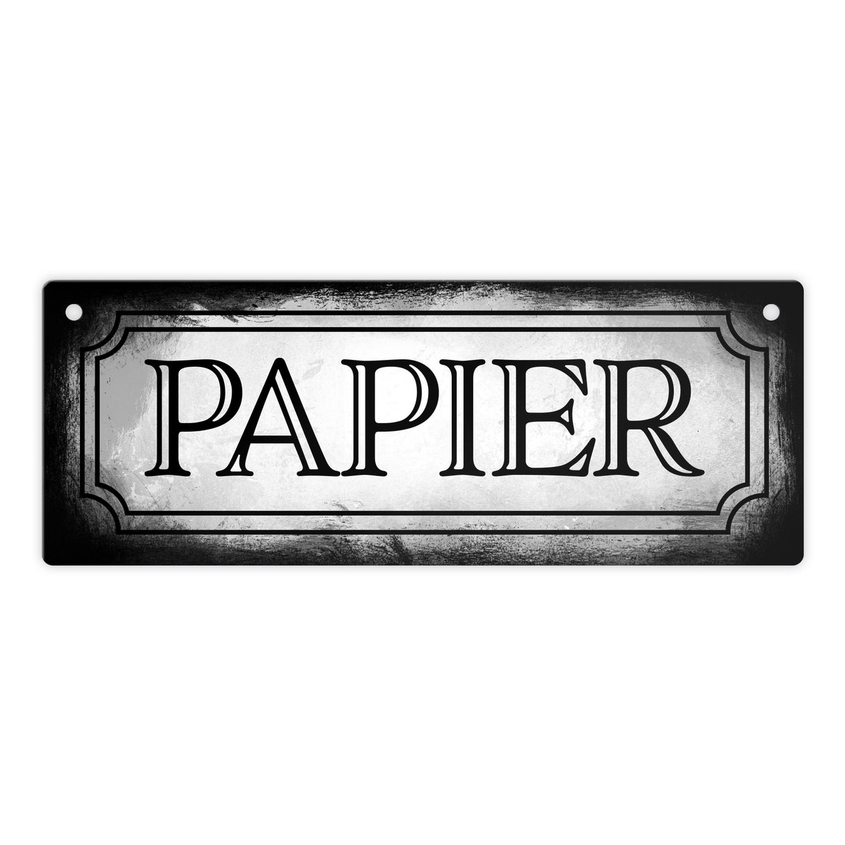 Papier Metallschild für die Mülltrennung im Used Look