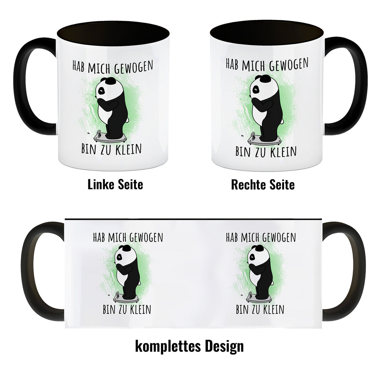 Hab mich gewogen bin zu klein Kaffeebecher mit süßem Panda