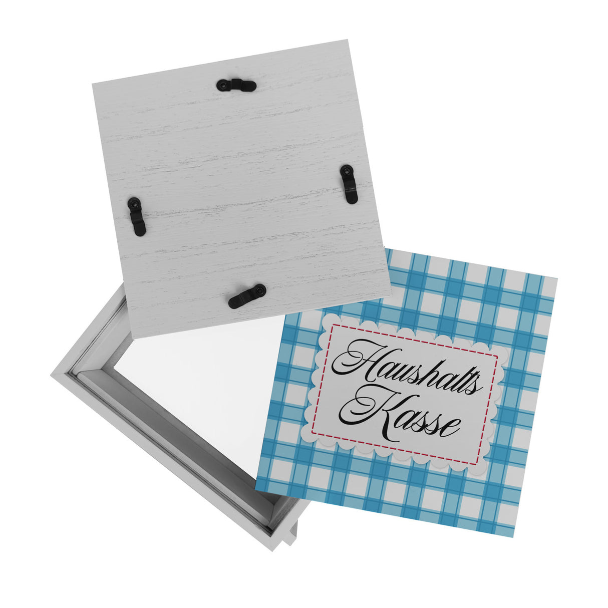 Haushaltskasse Spardose mit blau-weiß kariertem Muster