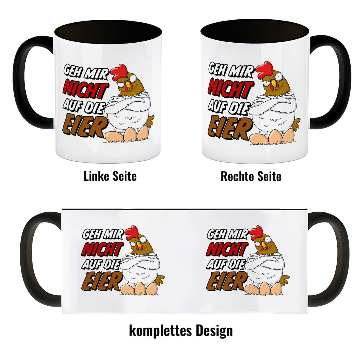 Geh mir nicht auf die Eier Kaffeebecher mit genervtem Huhn