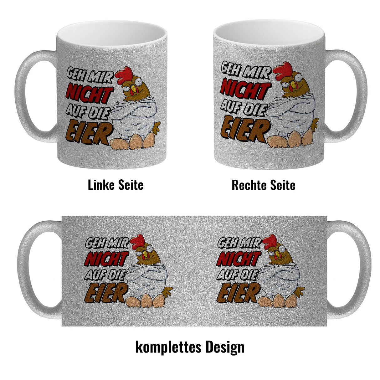 Geh mir nicht auf die Eier Kaffeebecher mit genervtem Huhn
