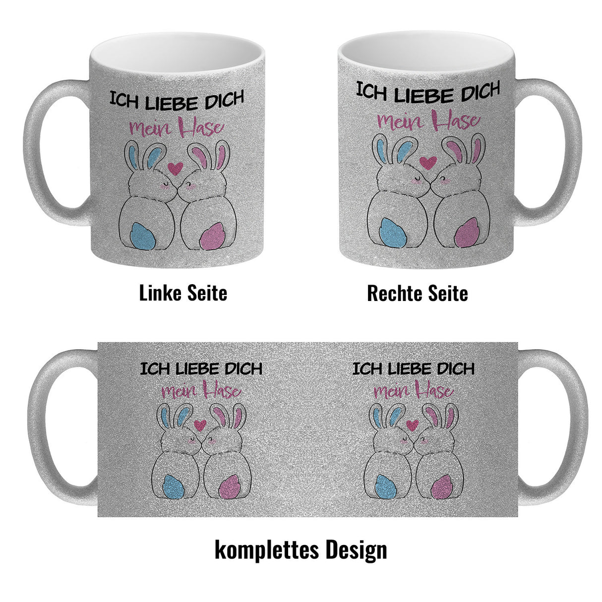 Ich liebe dich mein Hase Kaffeebecher mit küssendem Hasenpaar