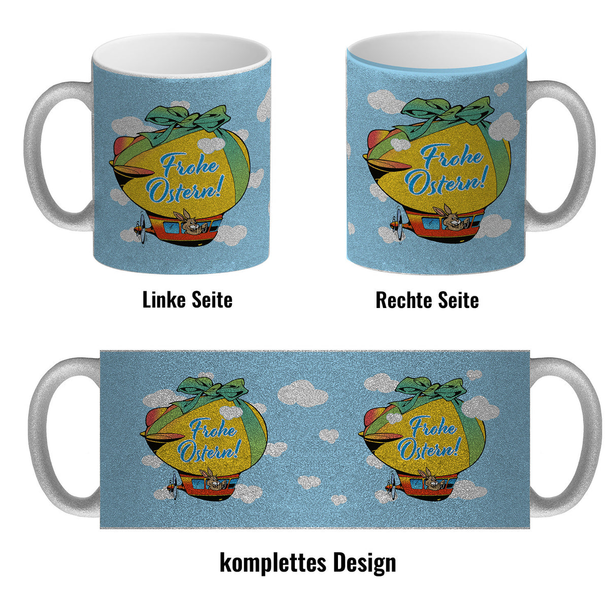Osterhase im Zeppelin Kaffeebecher zum Thema Frohe Ostern