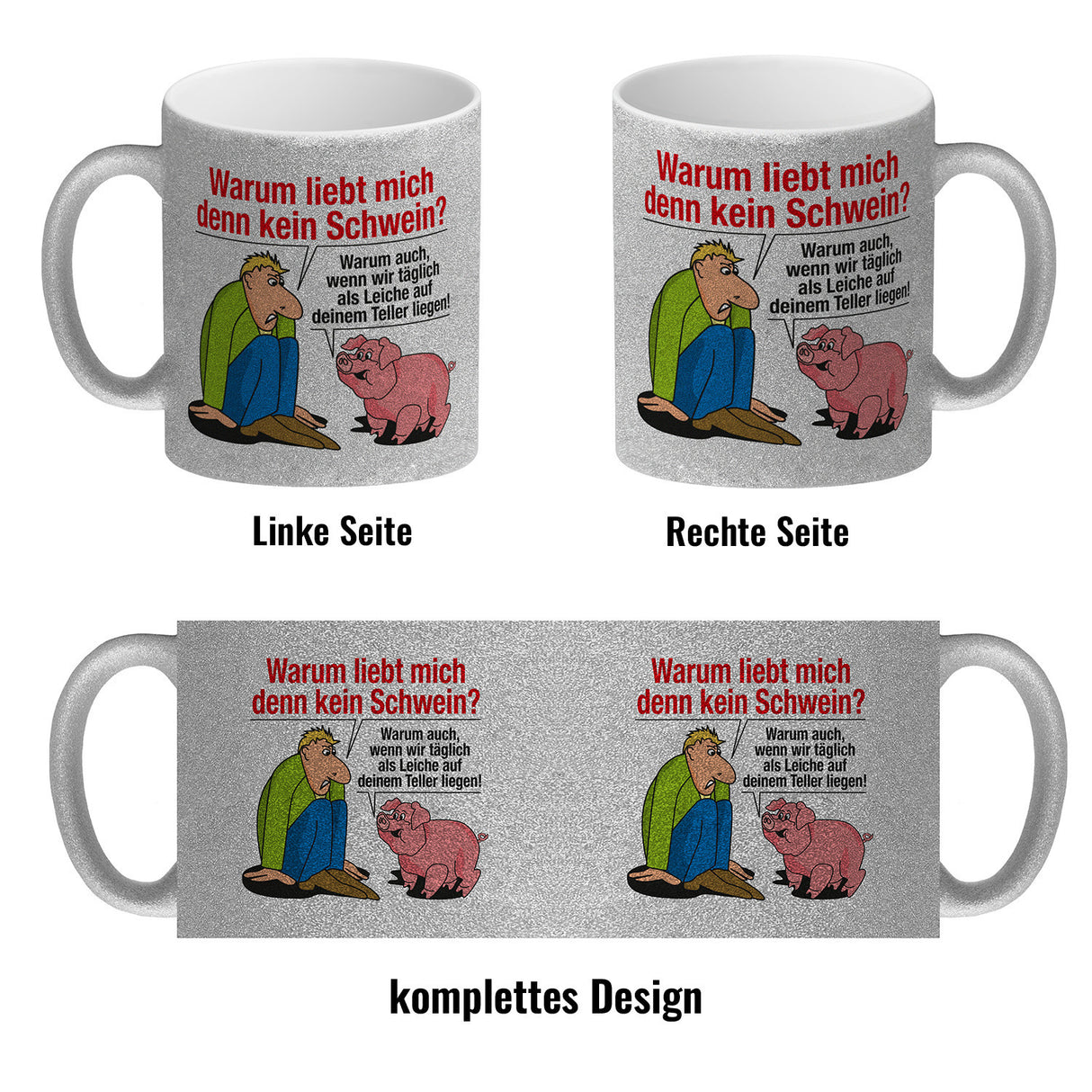 Kaffeebecher zum Thema Fleischesser und Vegetarier mit Schweine Motiv