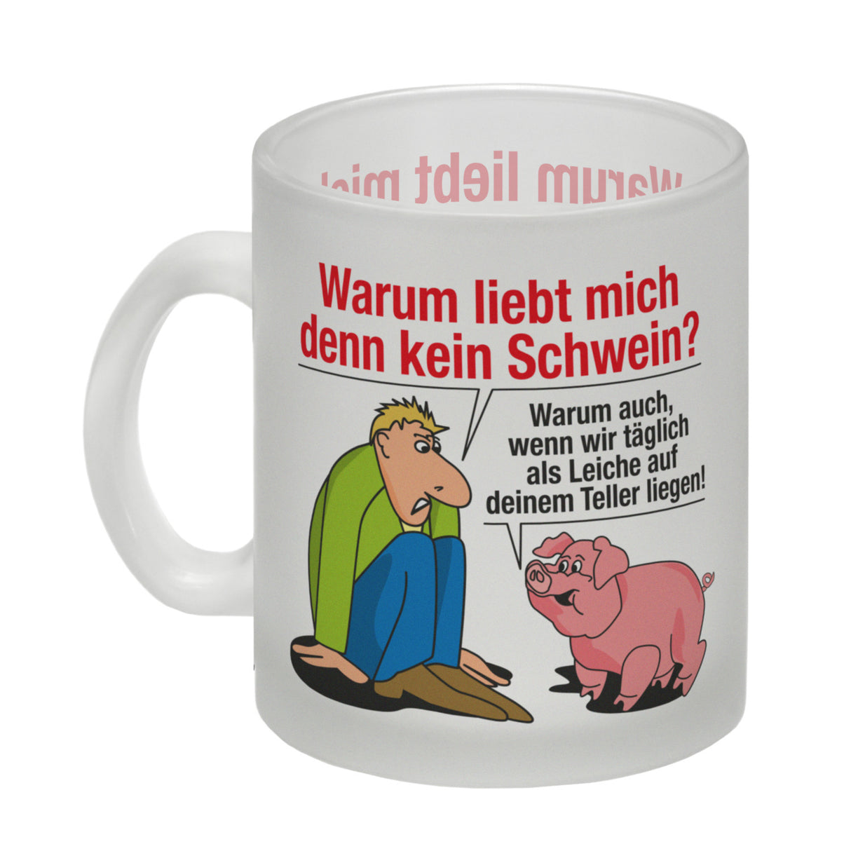 Kaffeebecher zum Thema Fleischesser und Vegetarier mit Schweine Motiv