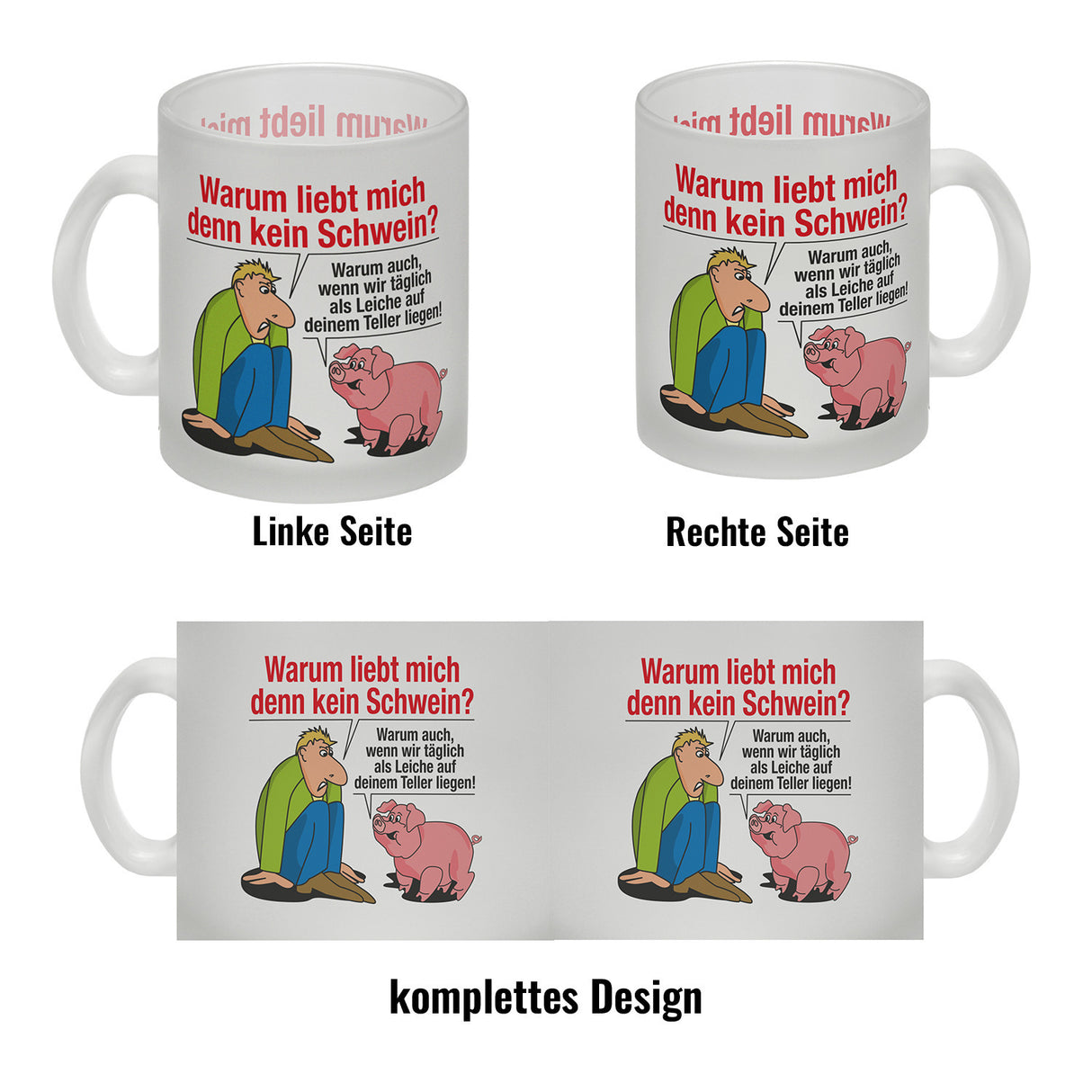 Kaffeebecher zum Thema Fleischesser und Vegetarier mit Schweine Motiv