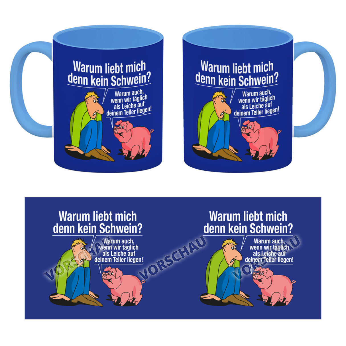 Kaffeebecher zum Thema Fleischesser und Vegetarier mit Schweine Motiv