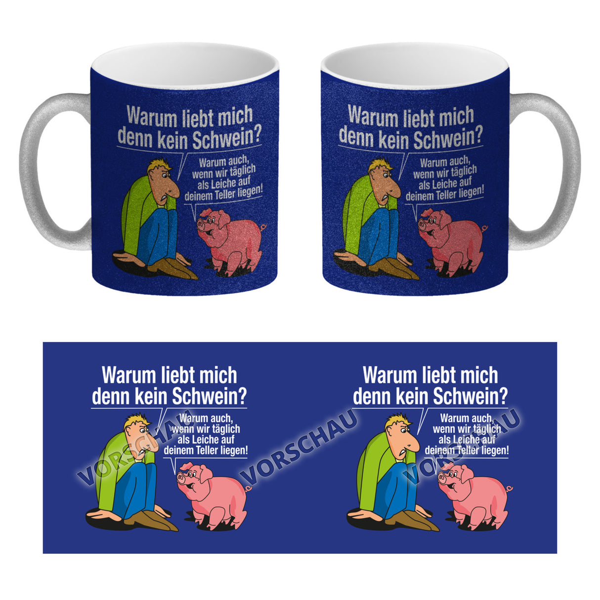 Kaffeebecher zum Thema Fleischesser und Vegetarier mit Schweine Motiv