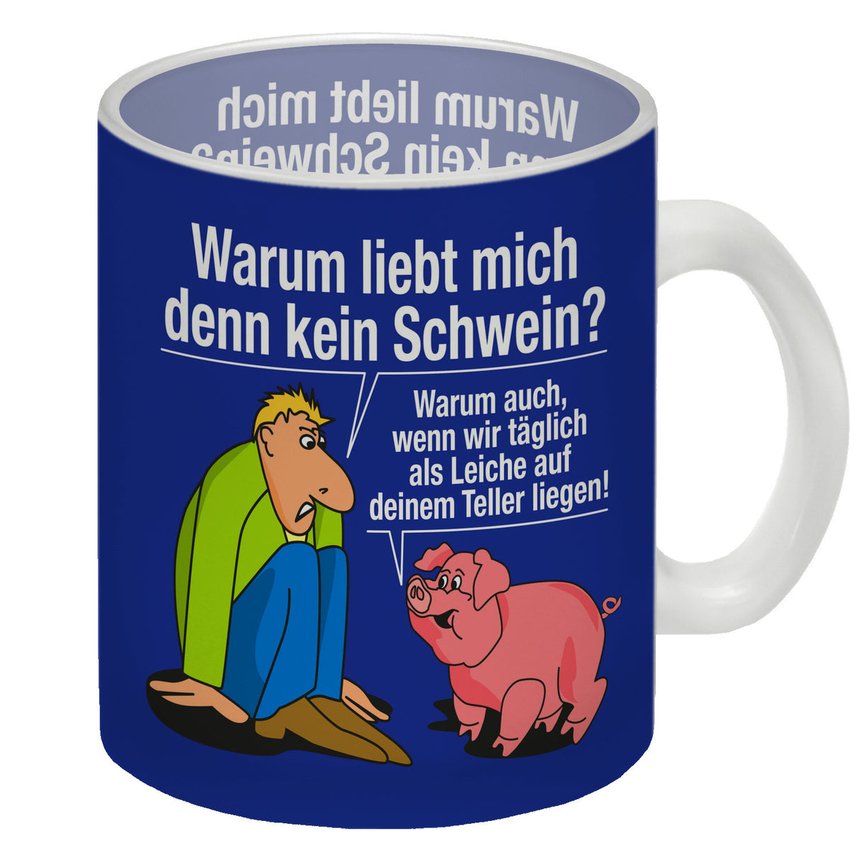 Kaffeebecher zum Thema Fleischesser und Vegetarier mit Schweine Motiv