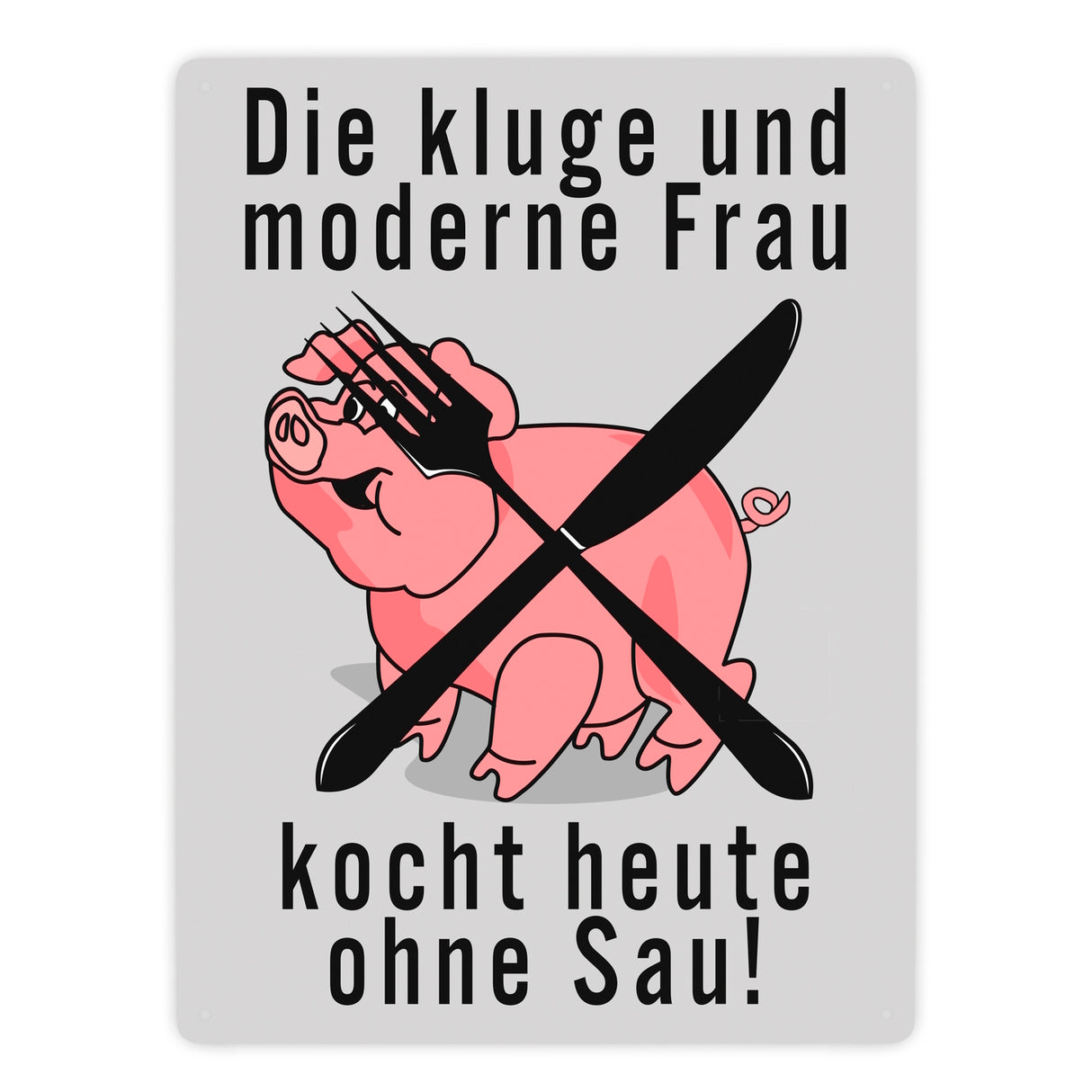 Schweine Metallschild zum Thema Vegetarier und Fleischesser