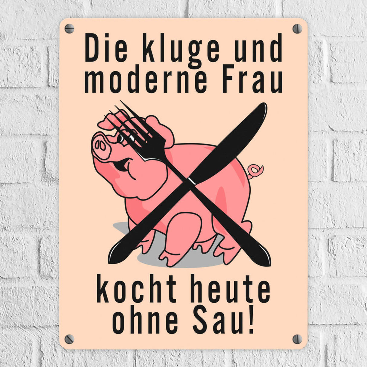 Schweine Metallschild zum Thema Vegetarier und Fleischesser