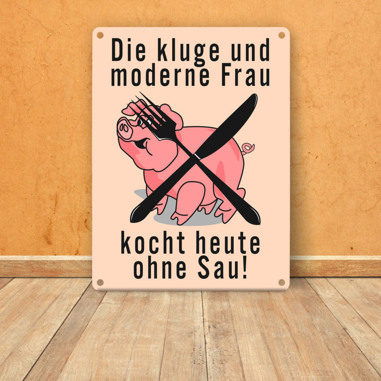Schweine Metallschild zum Thema Vegetarier und Fleischesser