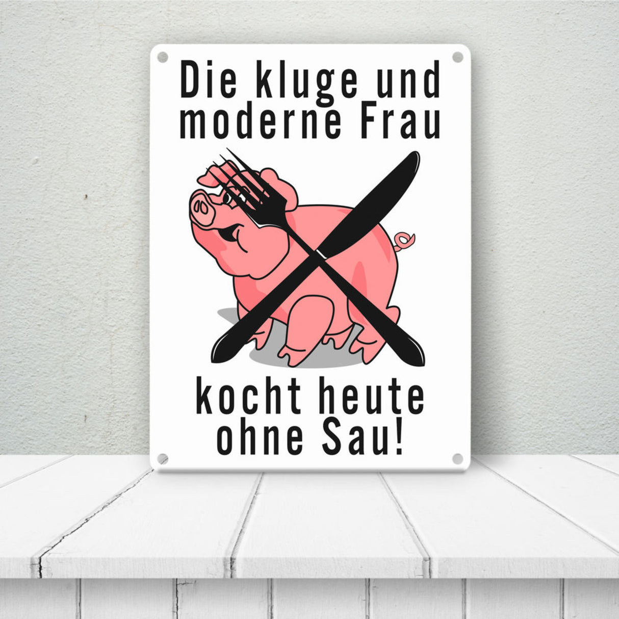 Schweine Metallschild zum Thema Vegetarier und Fleischesser