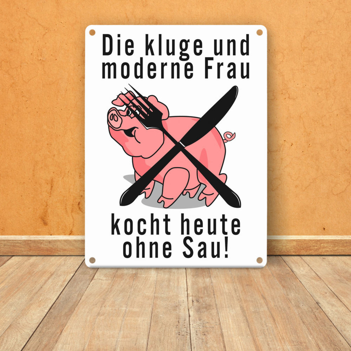 Schweine Metallschild zum Thema Vegetarier und Fleischesser
