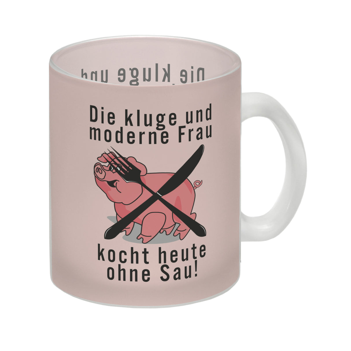 Vegetarier und Fleischesser Kaffeebecher mit Schweine Motiv in rosa