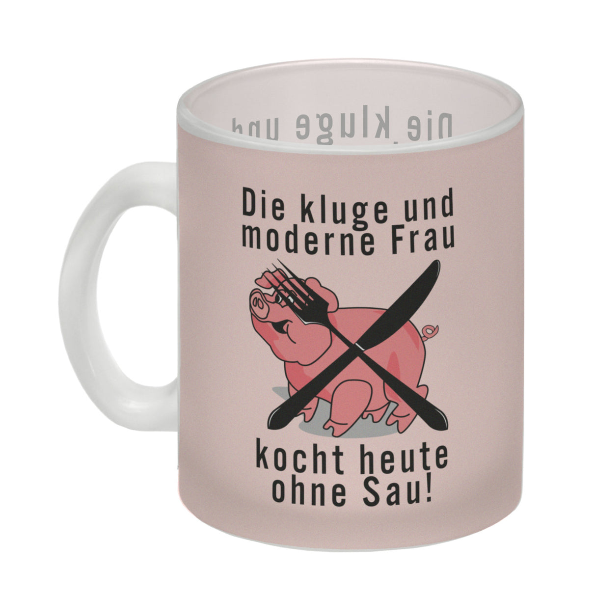 Vegetarier und Fleischesser Kaffeebecher mit Schweine Motiv in rosa
