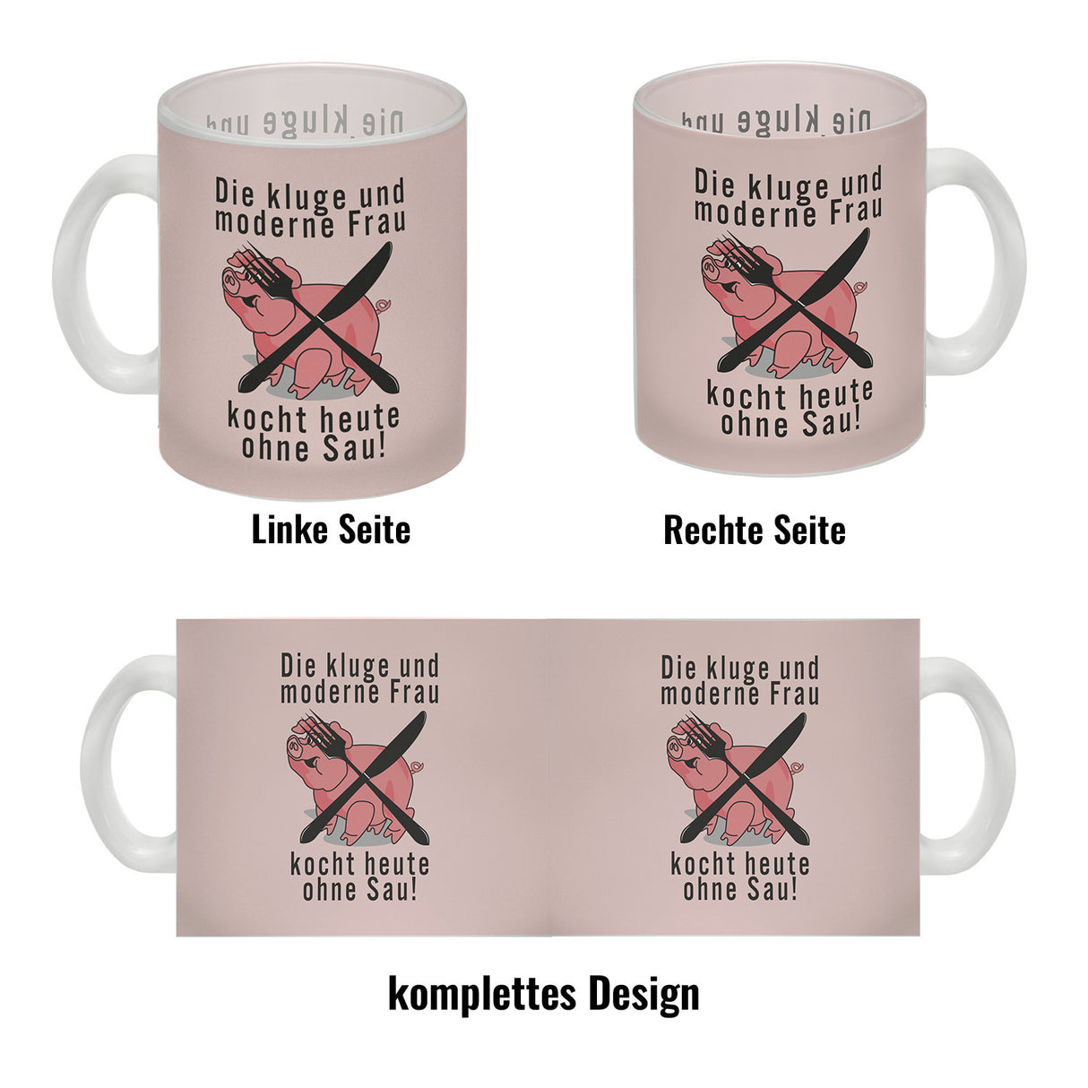 Vegetarier und Fleischesser Kaffeebecher mit Schweine Motiv in rosa