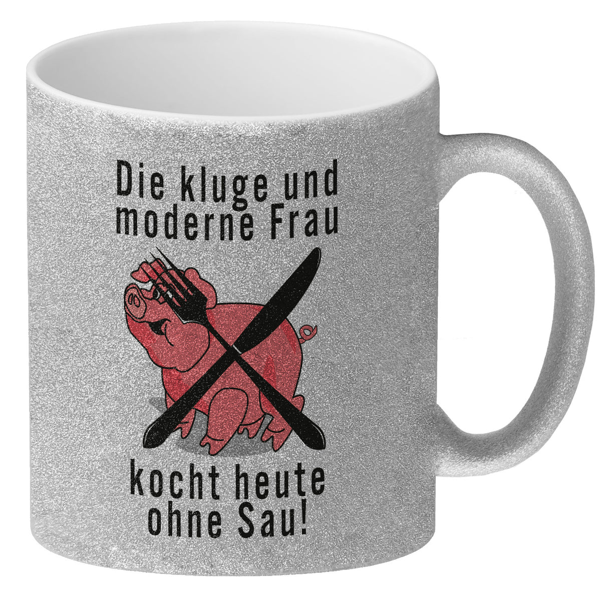 Vegetarier und Fleischesser Kaffeebecher mit Schweine Motiv in rosa