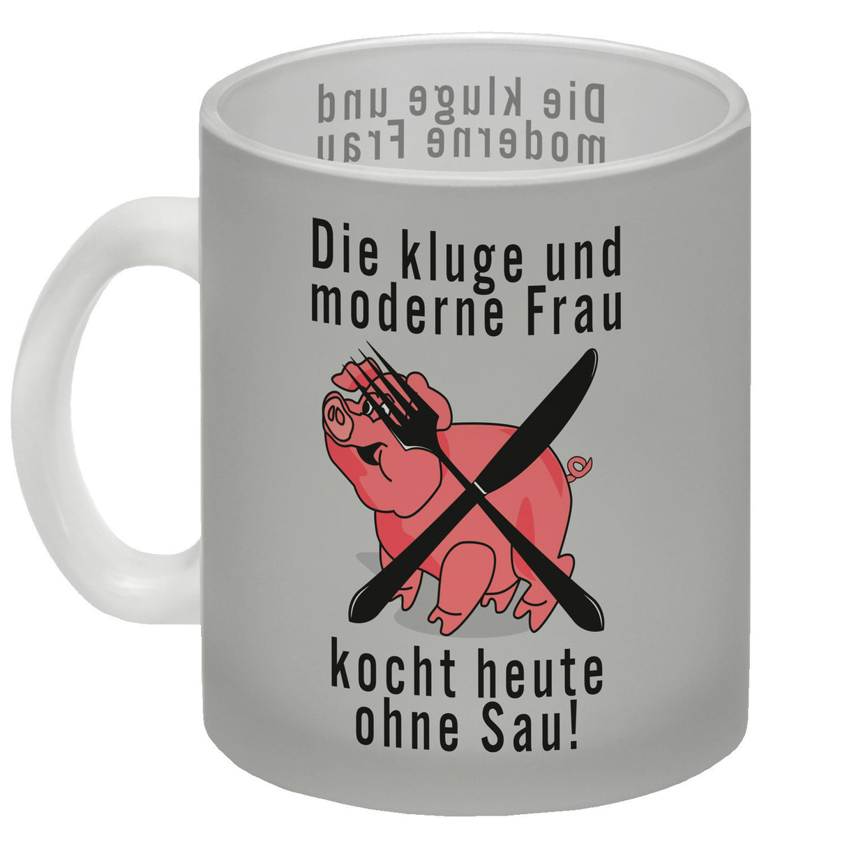 Vegetarier und Fleischesser Kaffeebecher mit Schweine Motiv in rosa