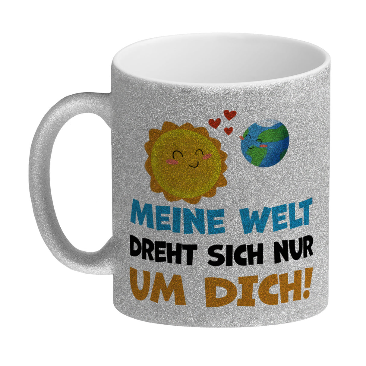 Meine Welt dreht sich nur um dich Kaffeebecher mit Sonne und Erde