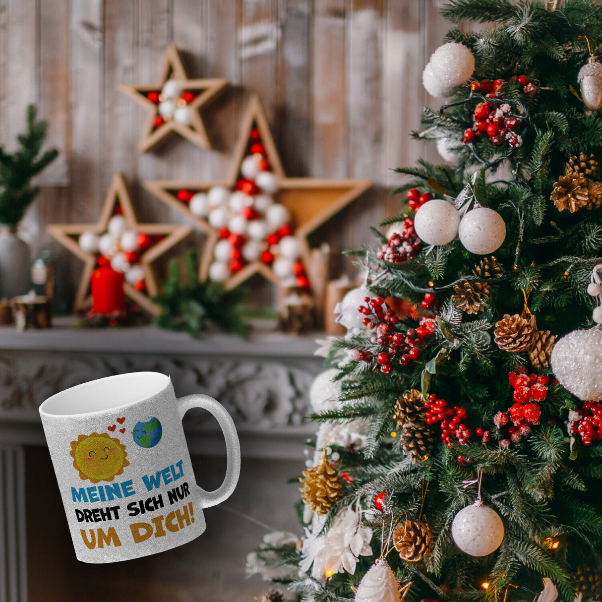 Meine Welt dreht sich nur um dich Kaffeebecher mit Sonne und Erde