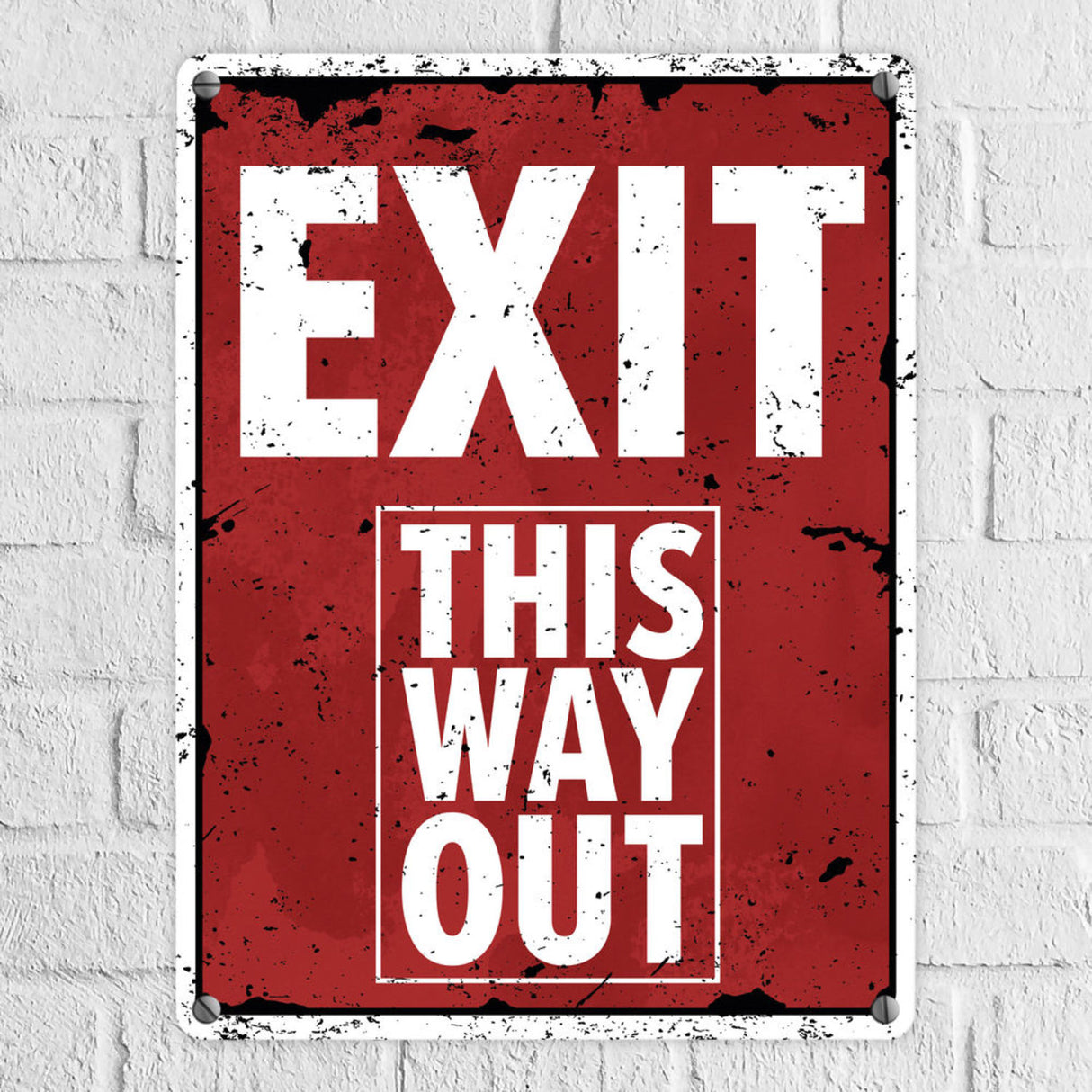 Exit this way out Metallschild mit Pfeil nach rechts