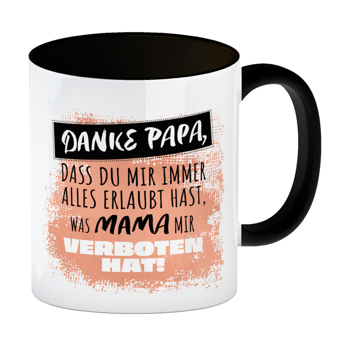 Danke Papa, ... Kaffeebecher in orange mit Spruch für den Vatertag