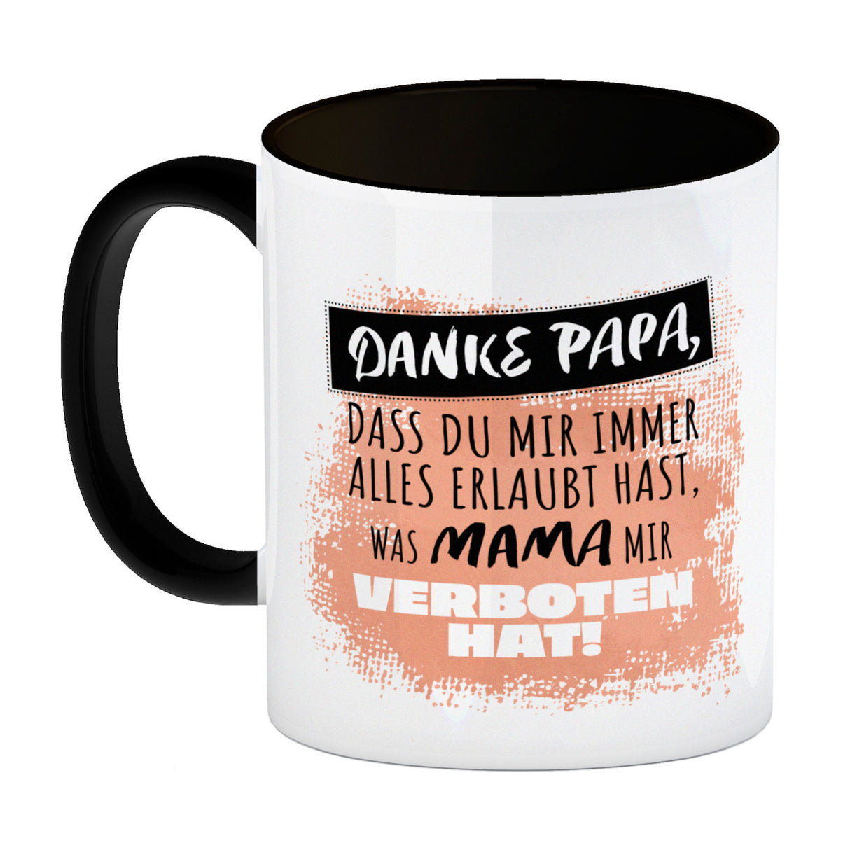 Danke Papa, ... Kaffeebecher in orange mit Spruch für den Vatertag