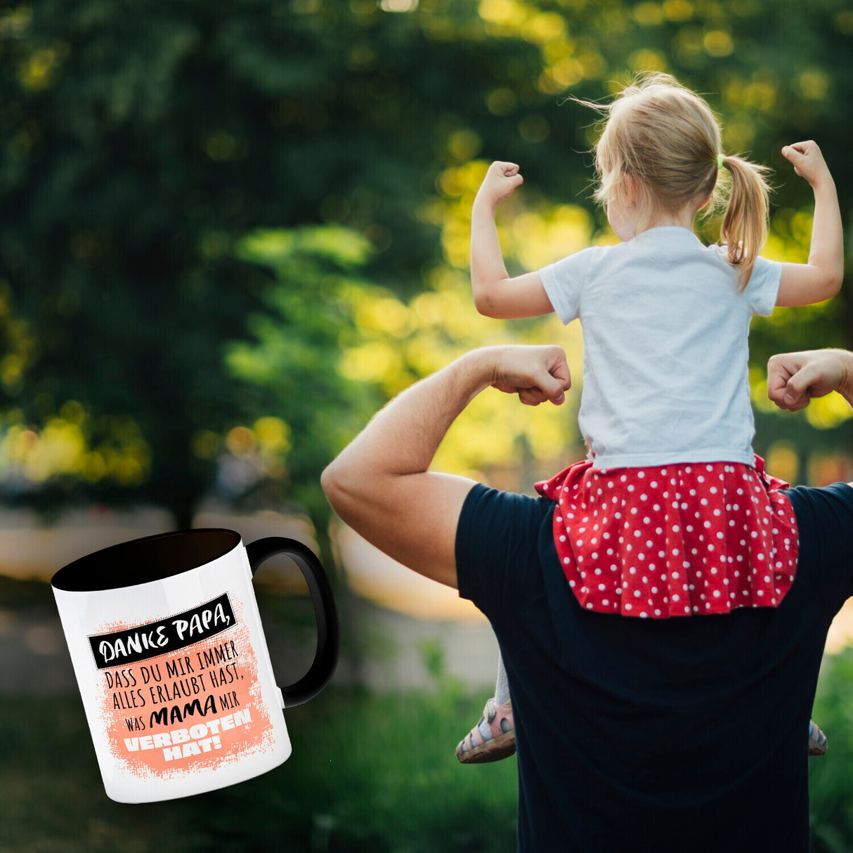 Danke Papa, ... Kaffeebecher in orange mit Spruch für den Vatertag