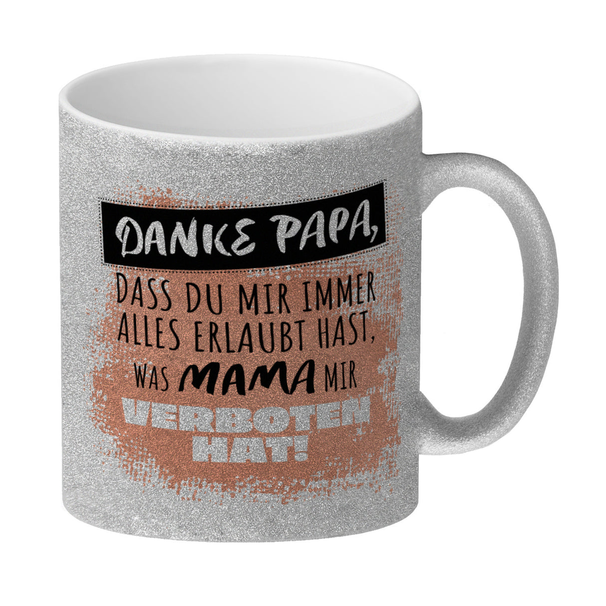 Danke Papa, ... Kaffeebecher in orange mit Spruch für den Vatertag