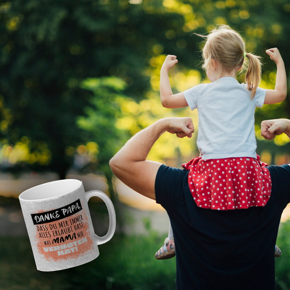 Danke Papa, ... Kaffeebecher in orange mit Spruch für den Vatertag