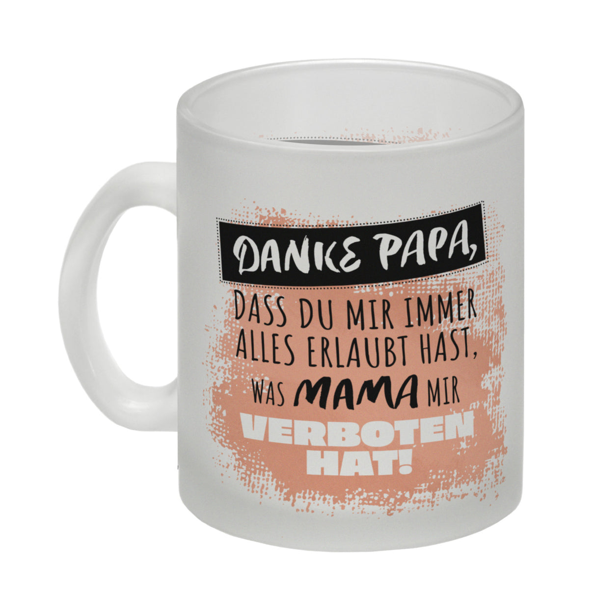 Danke Papa, ... Kaffeebecher in orange mit Spruch für den Vatertag