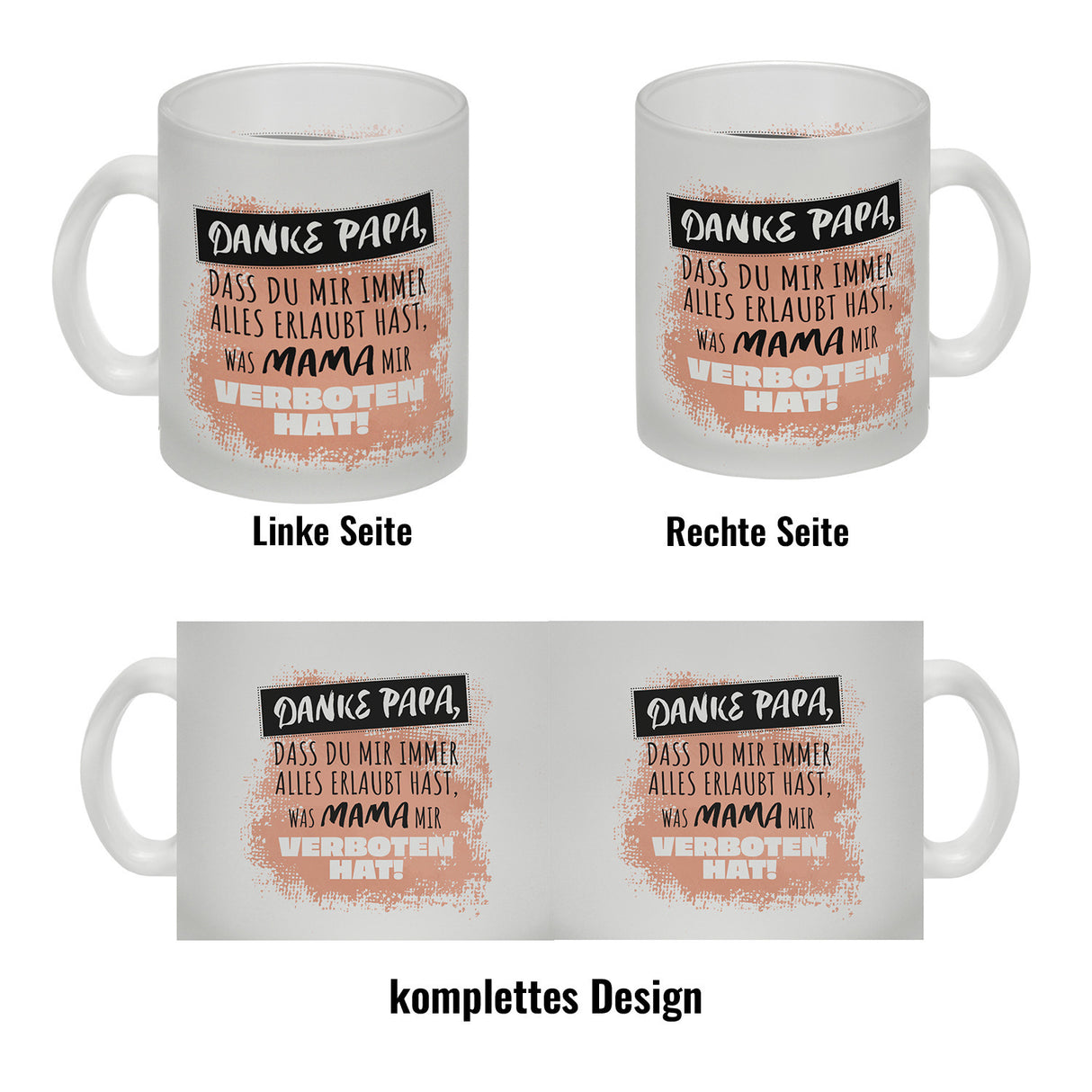 Danke Papa, ... Kaffeebecher in orange mit Spruch für den Vatertag