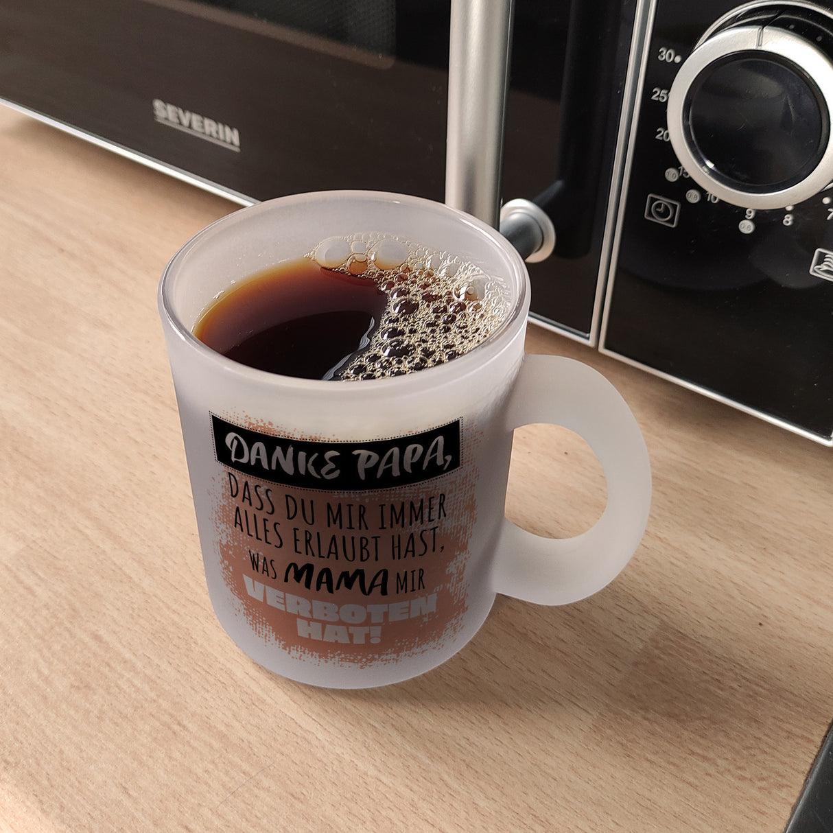 Danke Papa, ... Kaffeebecher in orange mit Spruch für den Vatertag