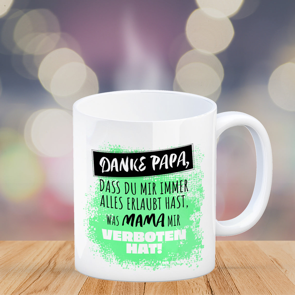 Danke Papa, ... Kaffeebecher in orange mit Spruch für den Vatertag